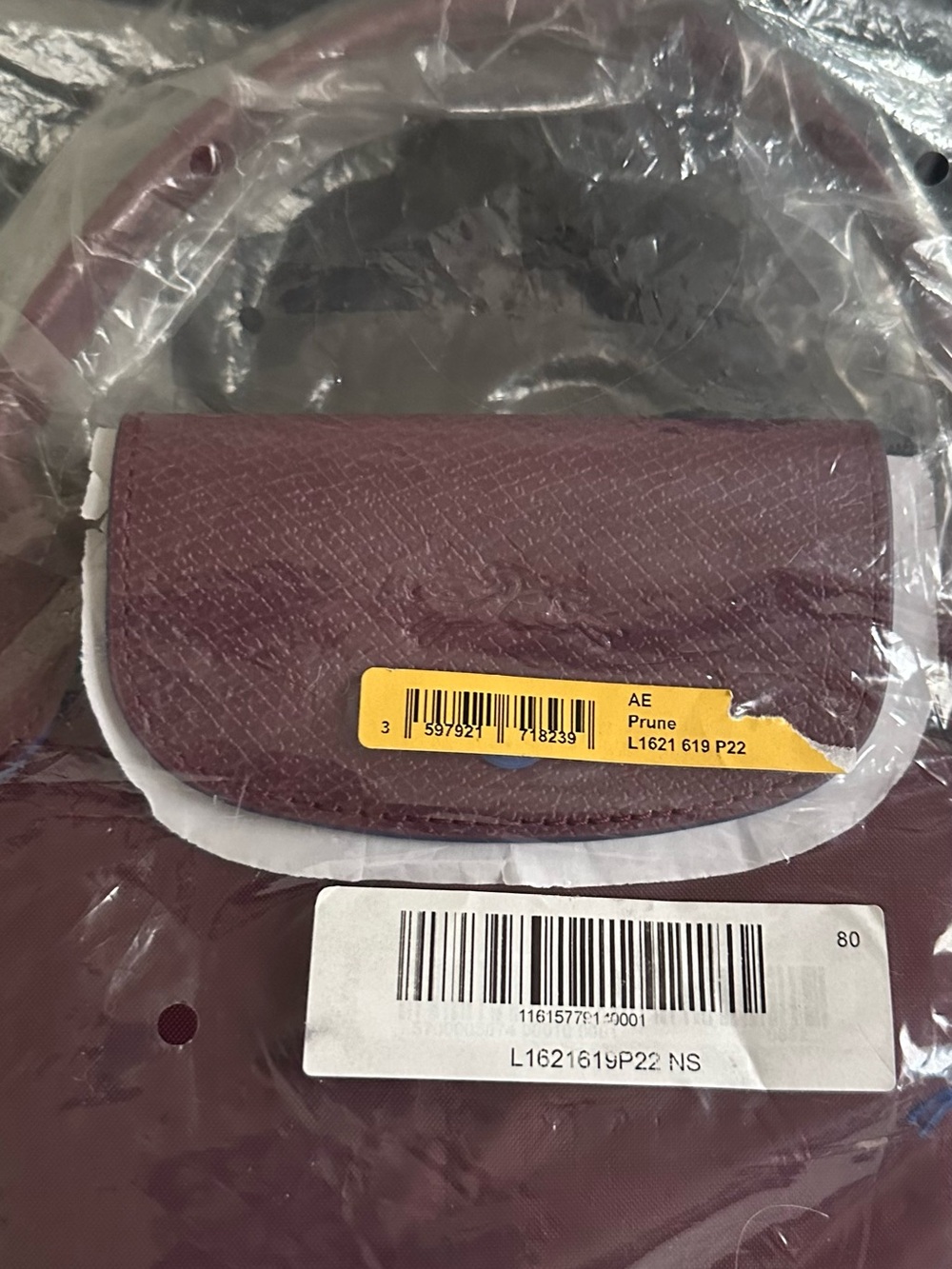 NWOT Longchamp Le Pliage Club S Plum Burgundy Top Handle Bag - Picture 14 of 14